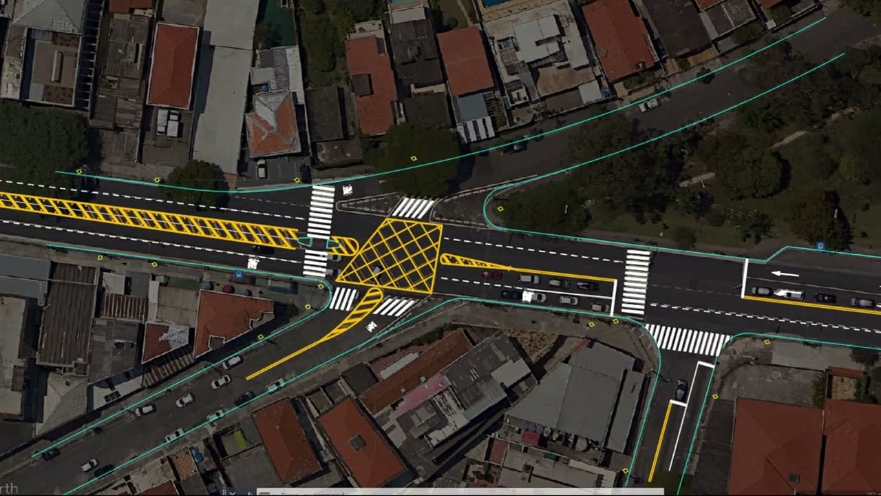 Sinalização horizontal: zebrados, travessias, LERV, estacionamentos