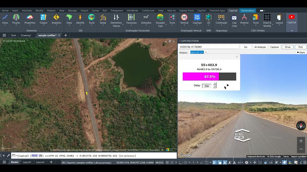 Integração Street View, Google Maps, Google Earth e OpenStreetMap no CAD