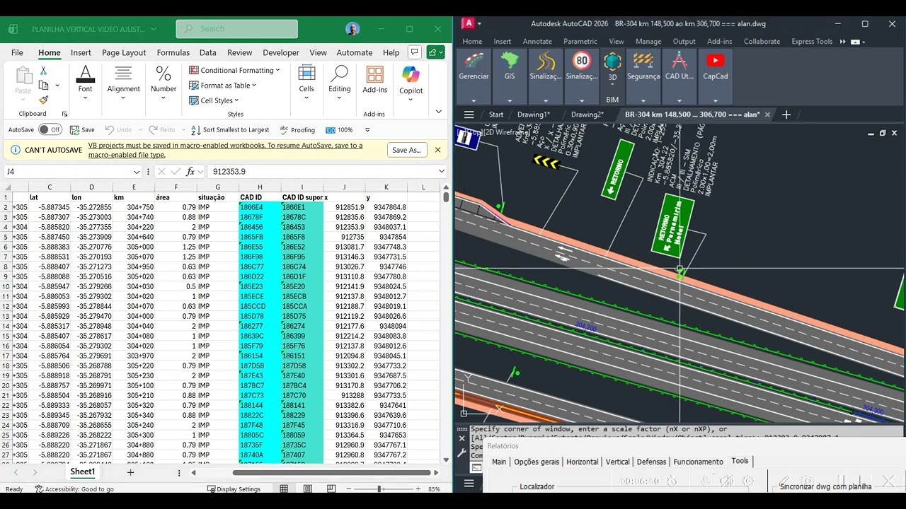 Localização de elementos do relatório no CAD com CapCad