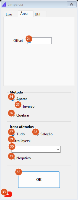 Road cleaner, Area tab