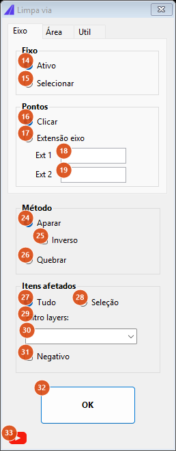 Road cleaner, Alignment tab, Trim mode