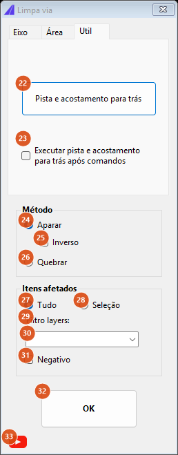 Road cleaner, Util tab