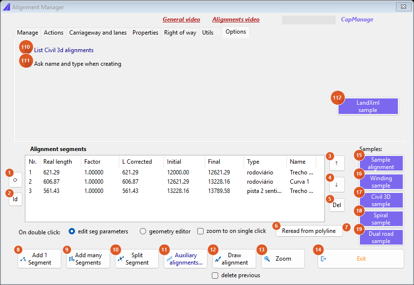 Alignment Manager, Options tab