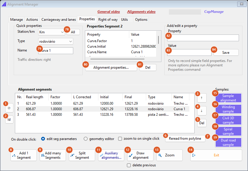 Alignment Manager, Properties tab