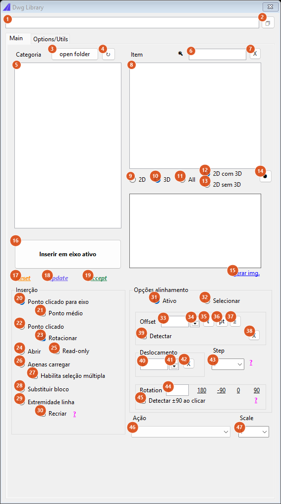 Dwg Library, Main tab