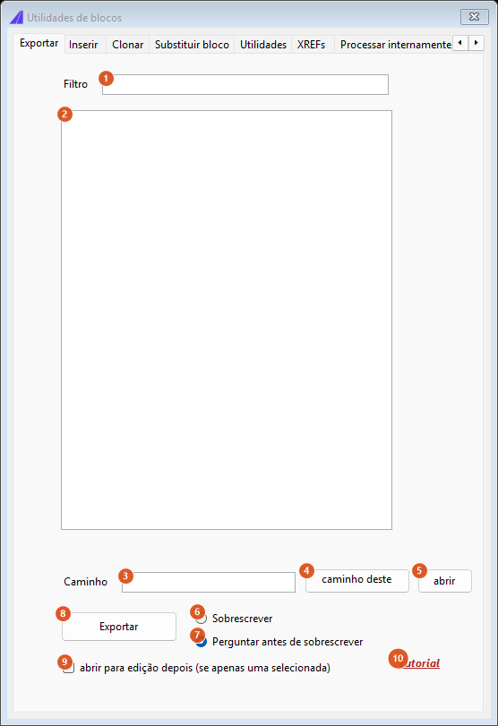 Blocks Utilities, Export tab