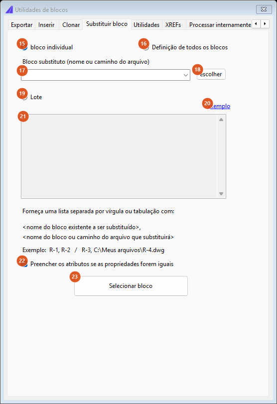 Blocks Utilities, Block Replace tab