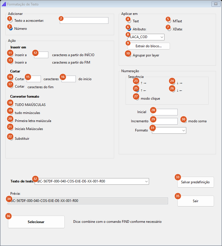 Text Formating, numbering mode