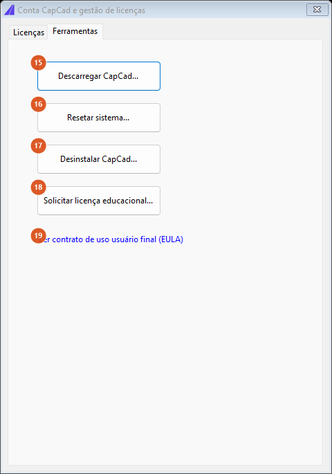 CapCad Account, Tools tab