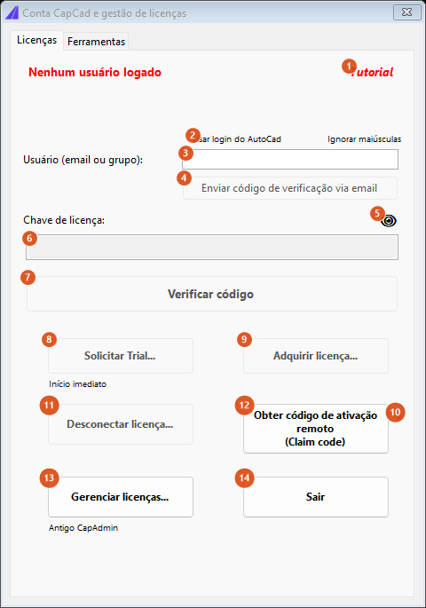CapCad Account, Licenses tab