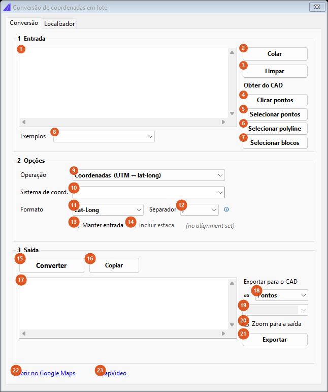 Coordinate batch conversion, Conversion tab