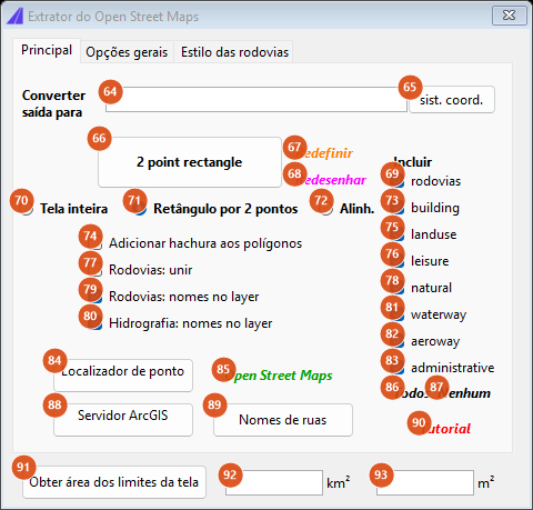 OSM Extractor, Main tab