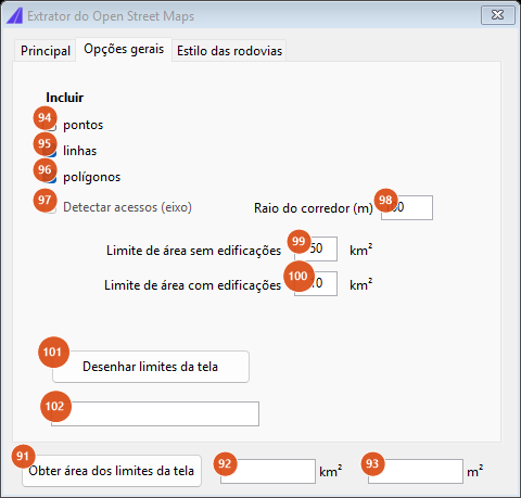 OSM Extractor, General options tab
