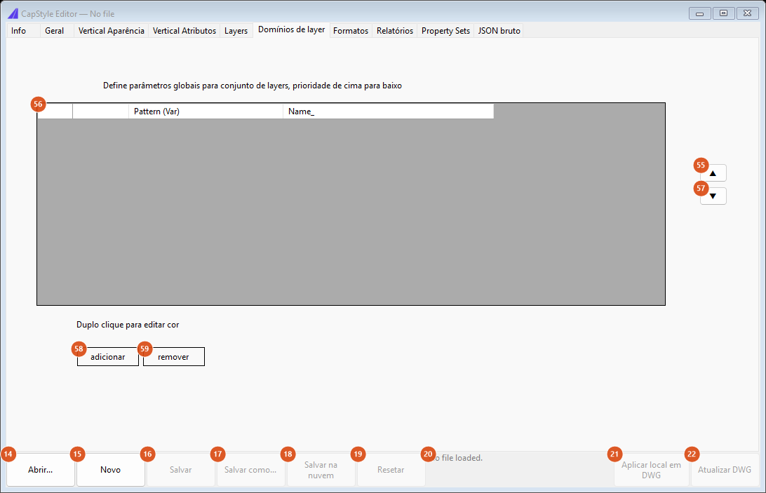 CapStyle Editor, Layer Domains tab