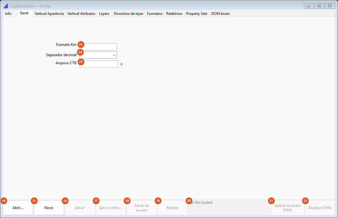 CapStyle Editor, General tab