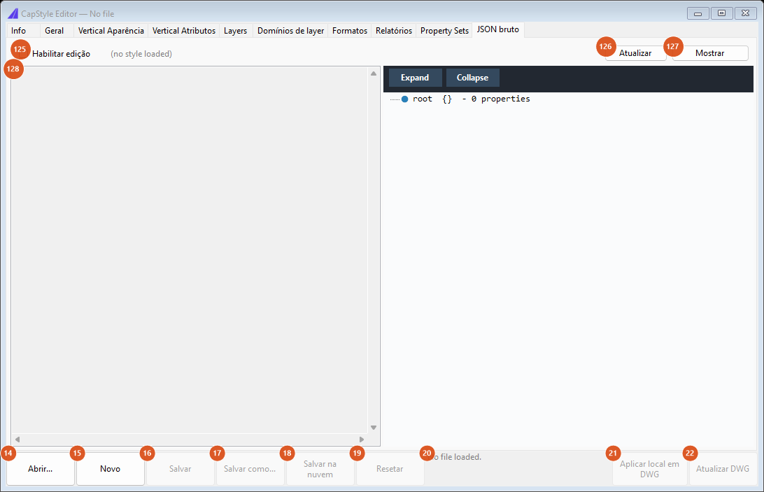 CapStyle Editor, Raw JSON tab