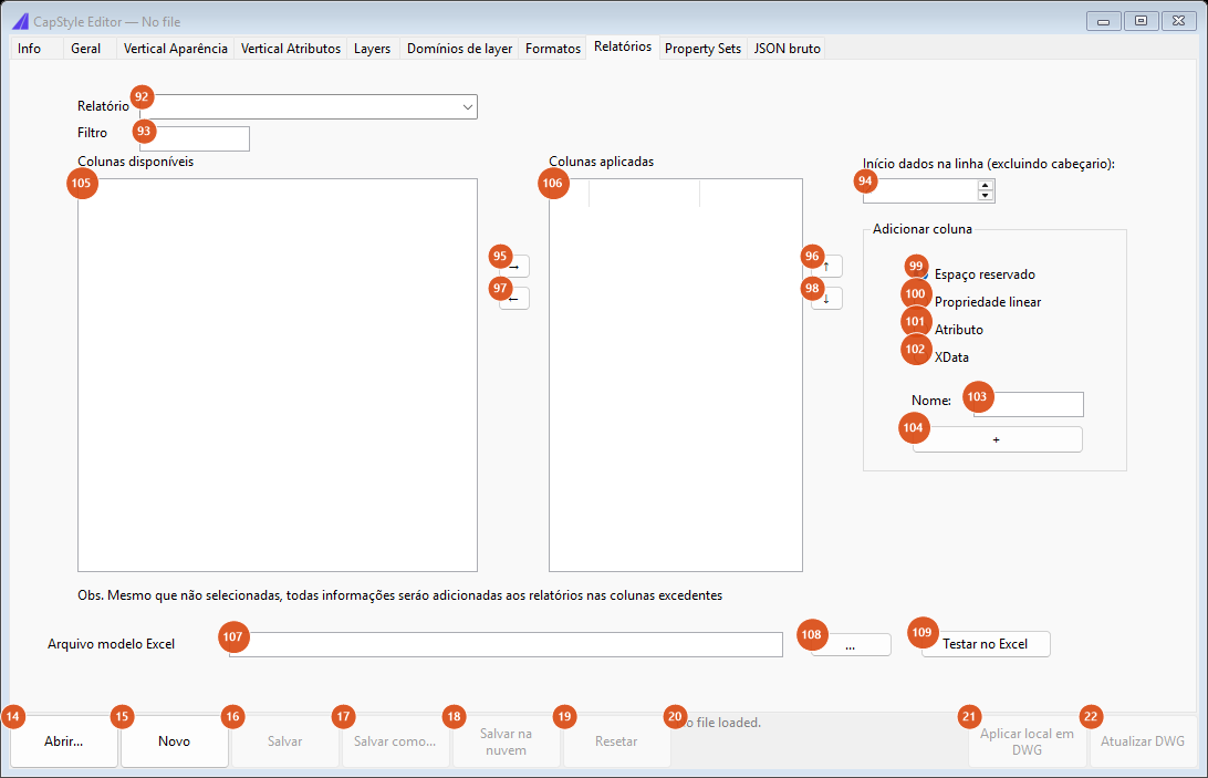 CapStyle Editor, Reports tab