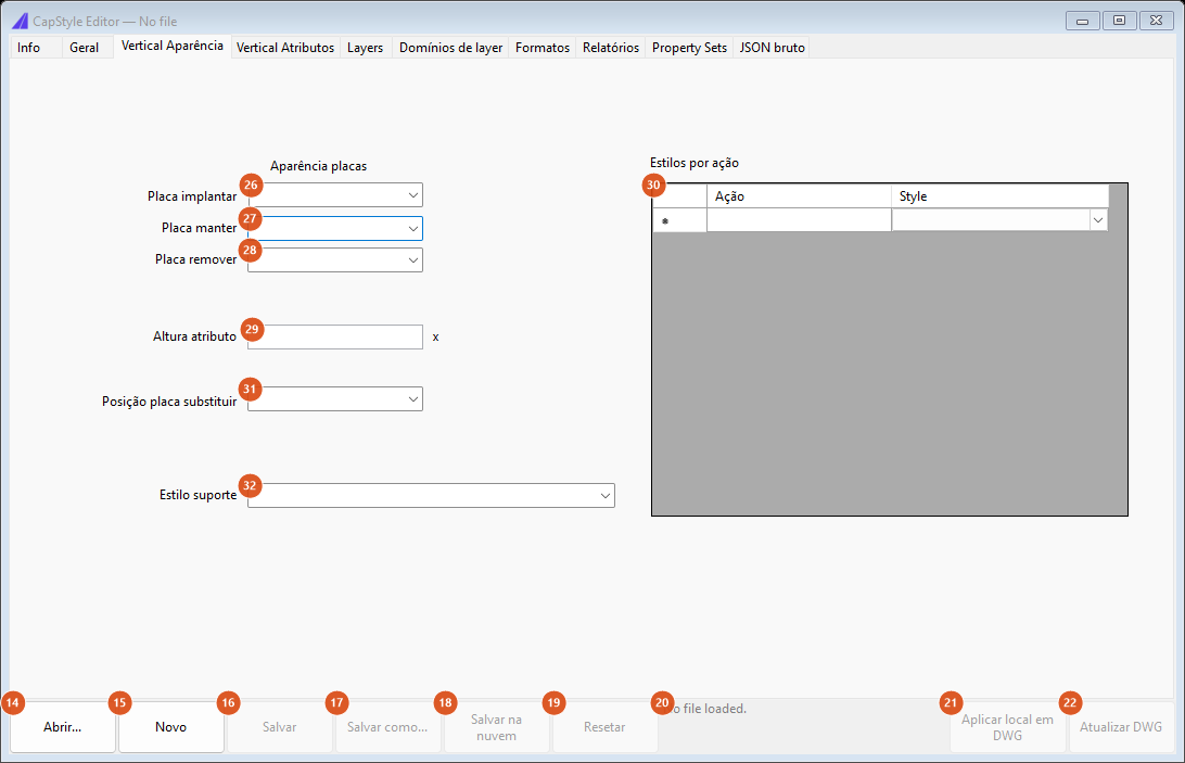 CapStyle Editor, Vertical appearance tab
