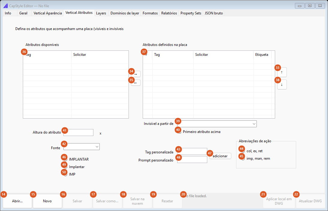 CapStyle Editor, Vertical attributes tab