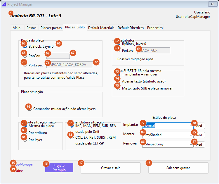Project Manager, Signs: style tab