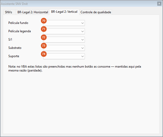 SNV assistant, vertical tab