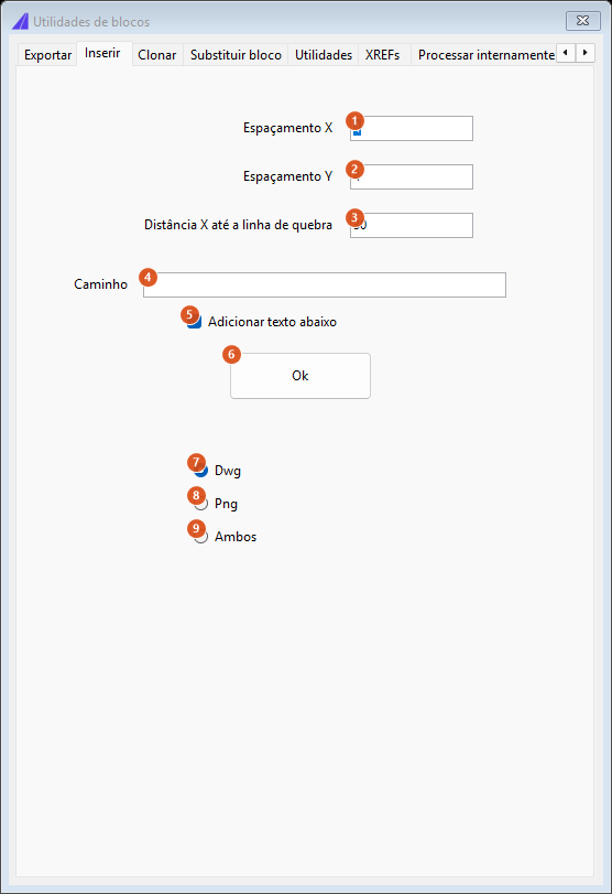 Blocks Utilities, Insert tab