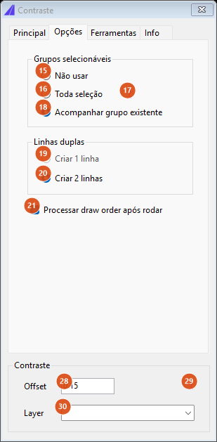 Contrast, Options tab