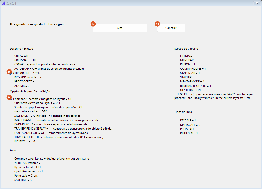 Suggested CAD settings