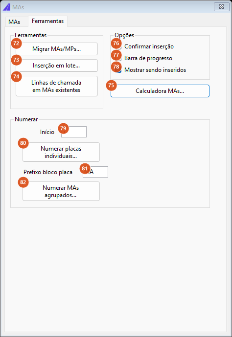 MAs form, Ferramentas tab