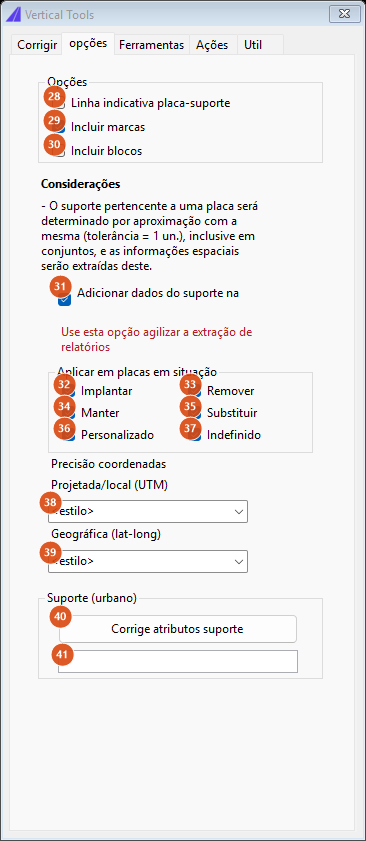 Fix Traffic Signs, opções tab