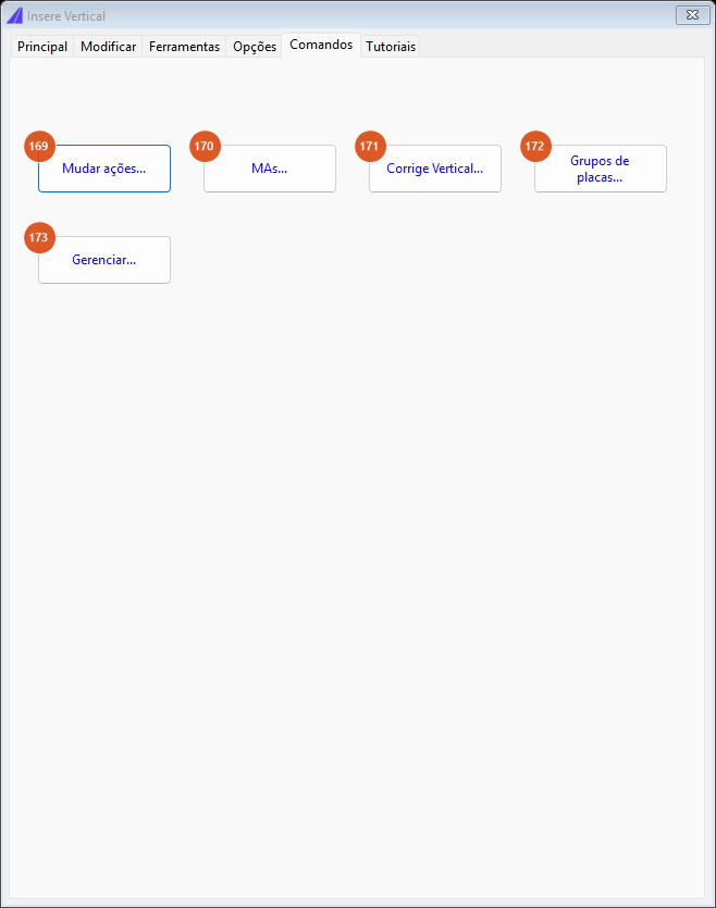 Insert Vertical, Commands tab
