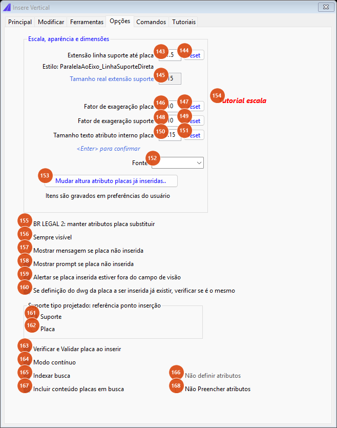 Insert Vertical, Options tab