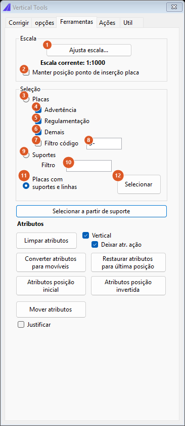 Vertical Tools, Tools tab
